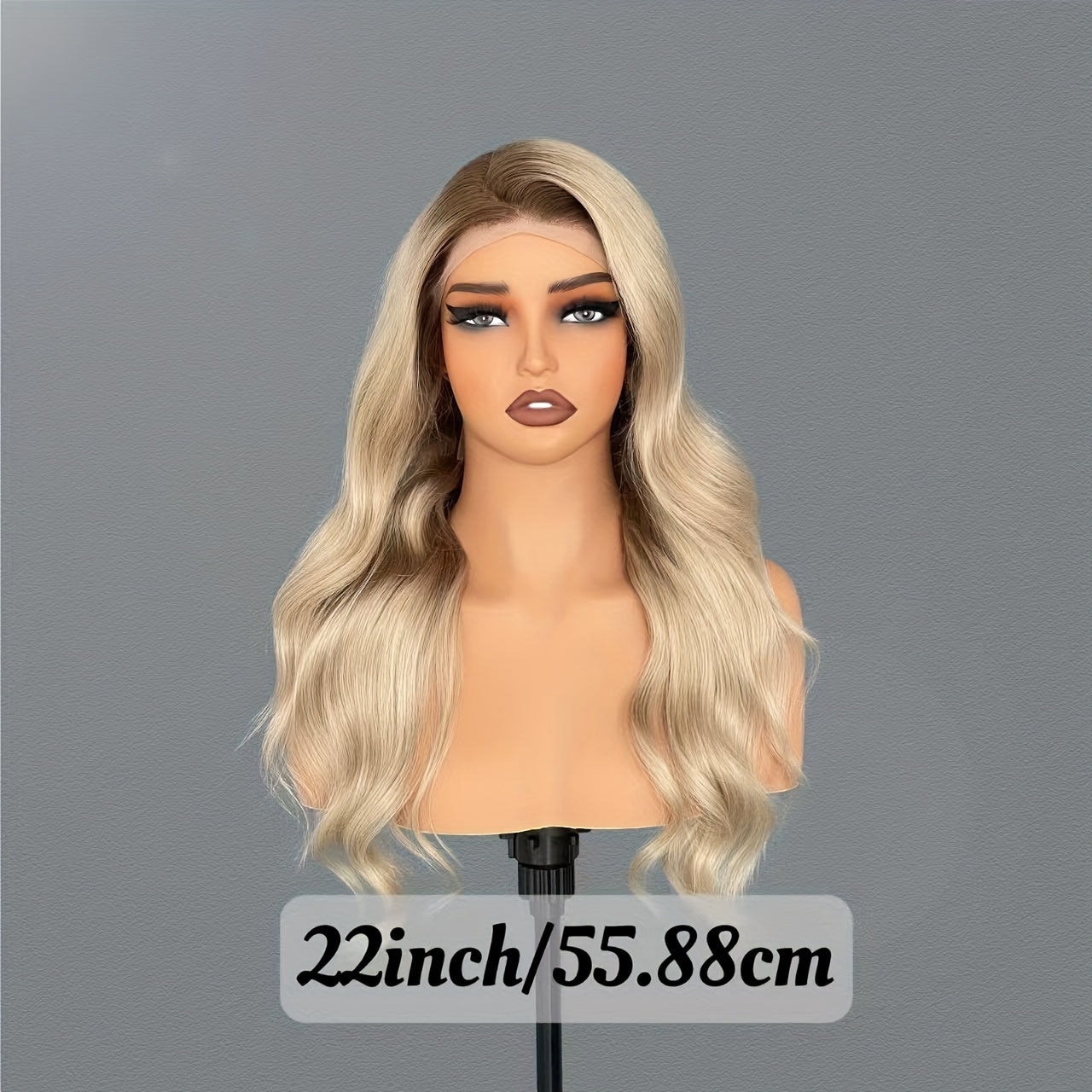 Brazilian Virgin Human Hair Wig 13x4 Transparent Lace Front with Brown Root Ombre Blonde ( to Dark) - 180% Density Body Wave Ash Blonde\u002FGray Remy Hair, Pre-Plucked Natural Hairline, Long Length Natural Looking Wig for Women (Daily