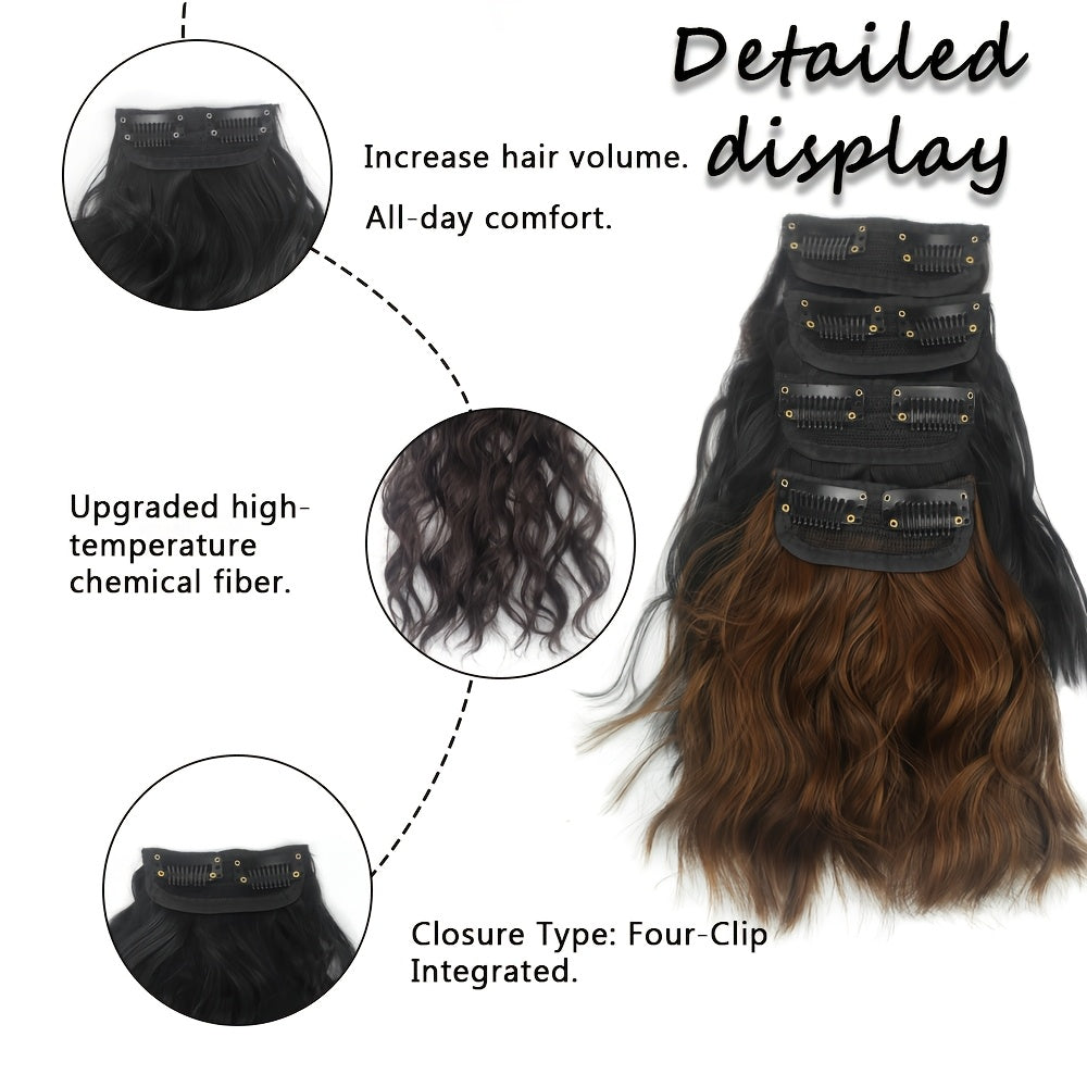 6-18 Inch Water Wave Clip-in Extensions | Invisible Seamless Top Hair Topper for Thinning Hair, Heat Resistant Curly Synthetic Fiber for Instant Root Volume | Brand: DONGKAILI, Suitable for Daily\u002FParty Use, Loose Wave Curl, High Temperature Fiber