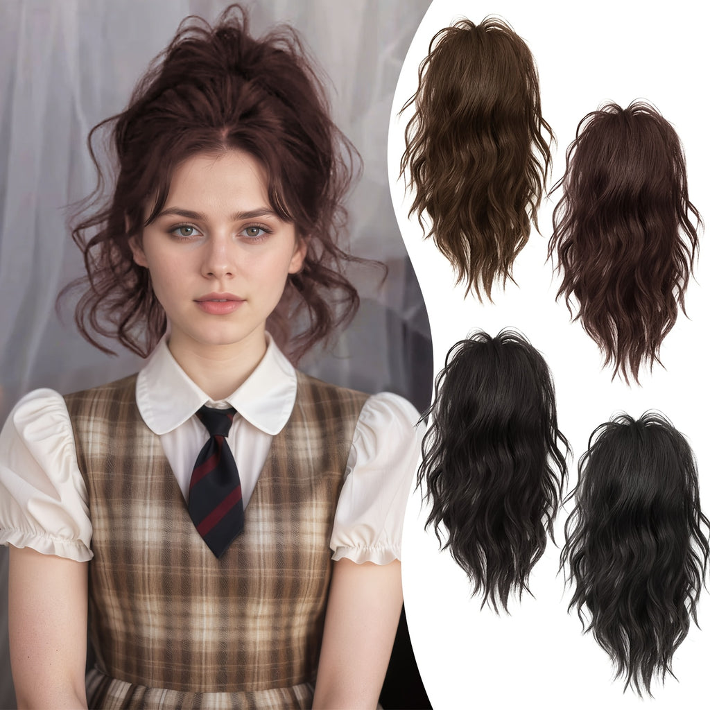 Women' 14-Inch -Looking Clip-In Ponytail Hair Extensions with Claw Clip System - Synthetic Wavy Ponytail Hairpiece for Volume, Length & Attachment (No Glue\u002F)