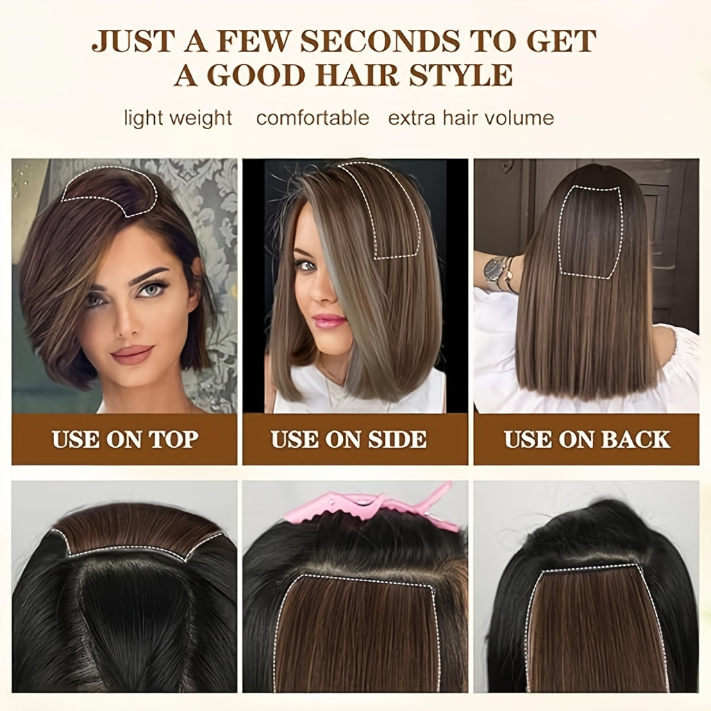 Clip-In Thick Hair Extensions to Enhance Volume for Fine Hair, Discreet Hair Clips, Synthetic Short Straight Hair Pieces Ideal for Thin Hair