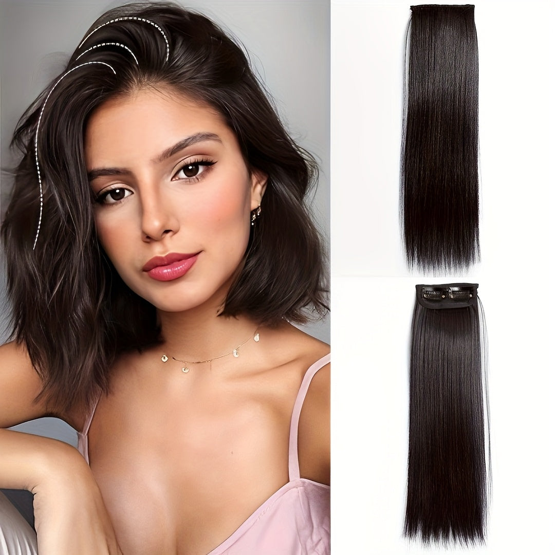 Clip-In Thick Hair Extensions to Enhance Volume for Fine Hair, Discreet Hair Clips, Synthetic Short Straight Hair Pieces Ideal for Thin Hair