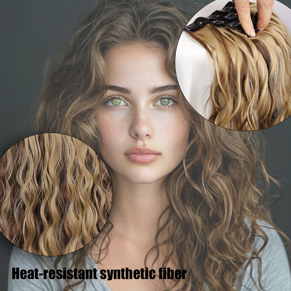 Four-piece Water Ripple Women's Hair Extensions, Clip-on Style, to Increase Hair Length And Volume