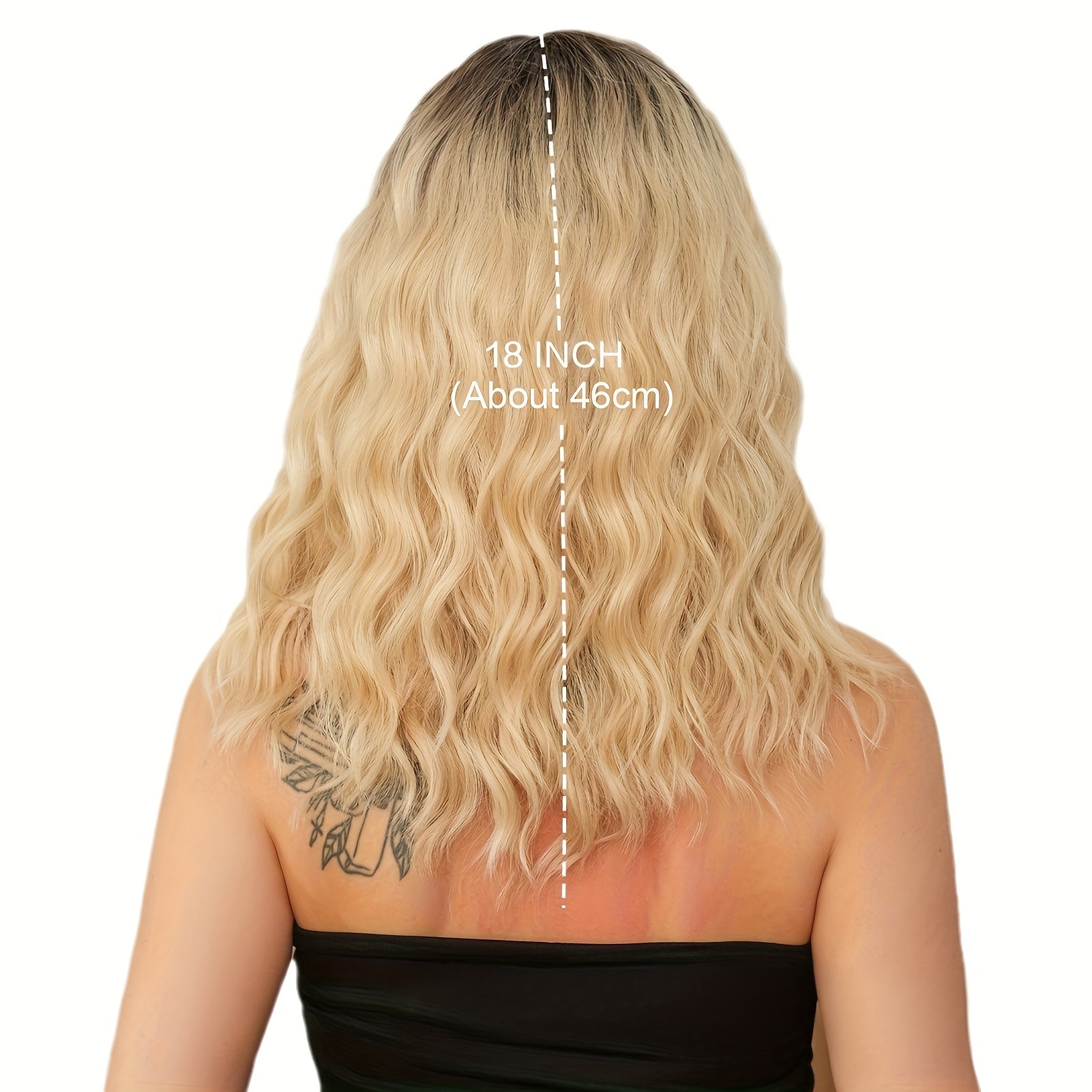 18 Inch Women & Gradient Long Curly Wig with Bangs - Looking Soft & Breathable Heat-Resistant Synthetic Hair, Full Head Wig with Elastic Cap