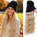Women's Long Blonde Wavy Synthetic Hair Wig with Elastic Knit Cap - Heat-Resistant Fiber, Density Natural-Looking Straight-to-Wavy Hairpiece for Blonde Highlights, Daily Wear & Special Events (No Glue\u002FAdhesive)