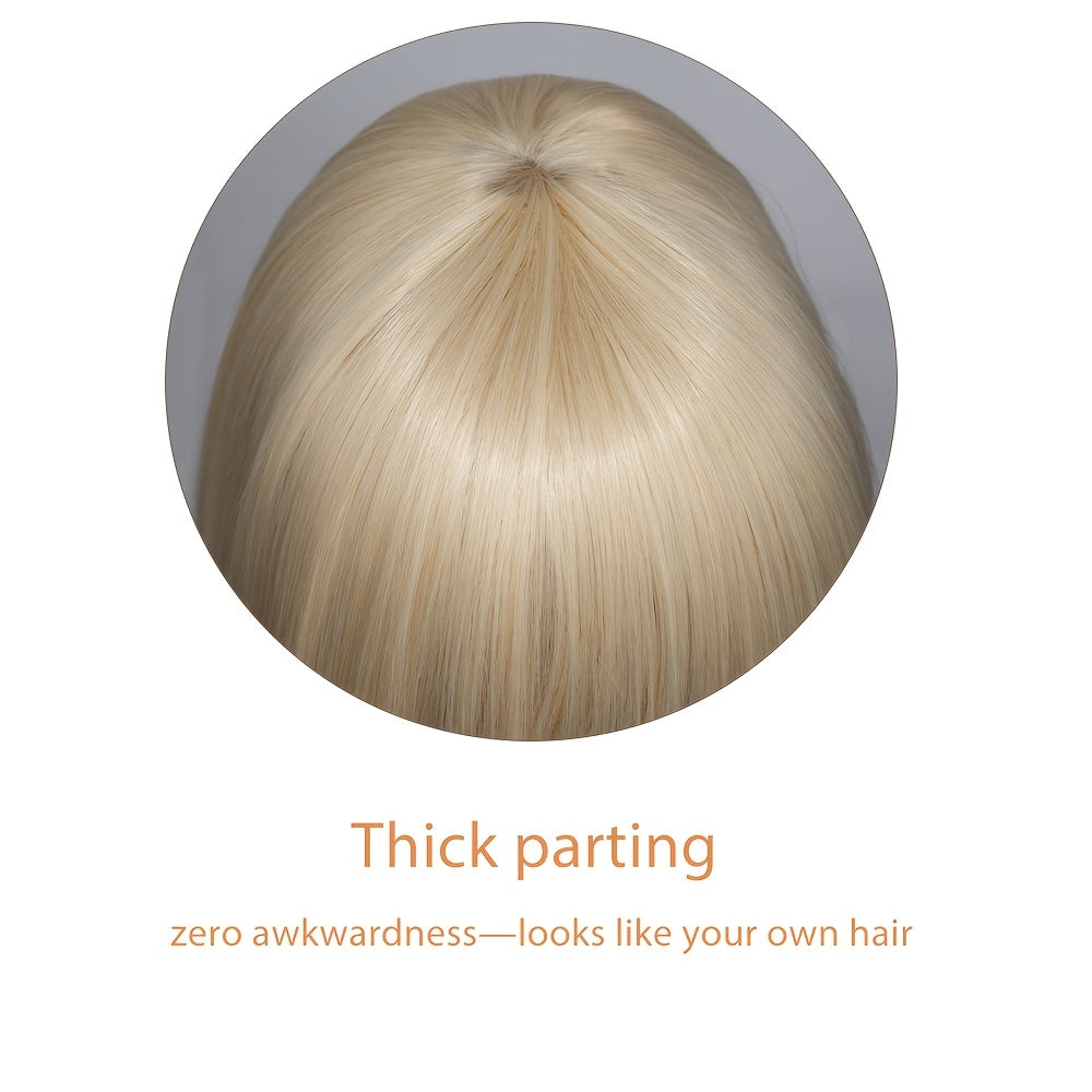 Women' Heat-Resistant Full Head Coverage Synthetic Hair Wig - Blonde Straight with Bangs Suitable for Daily Wear, Parties & Elastic Net Cap - Age-Reducing Realistic Volume Wig for Heat Styling & Instant Volume