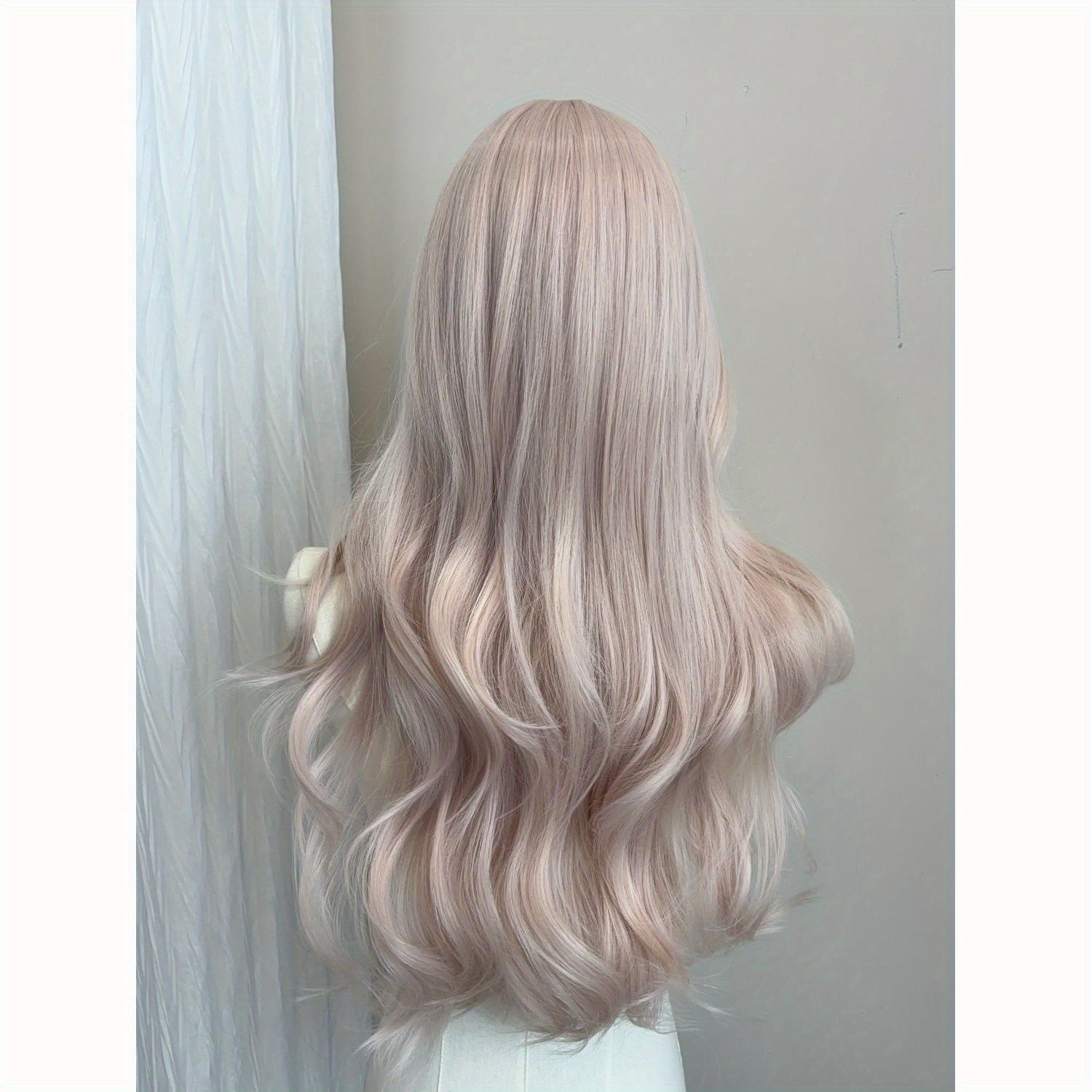 Women's Long Curly Wavy Synthetic Hair Wig with Matte Golden Blonde Color, Voluminous Full Headpiece - -Looking Bangs & Volume, Elastic Net for Daily Wear & Parties, Blonde Curly Hair Replacement for Caucasian\u002FAsian\u002FAfrican