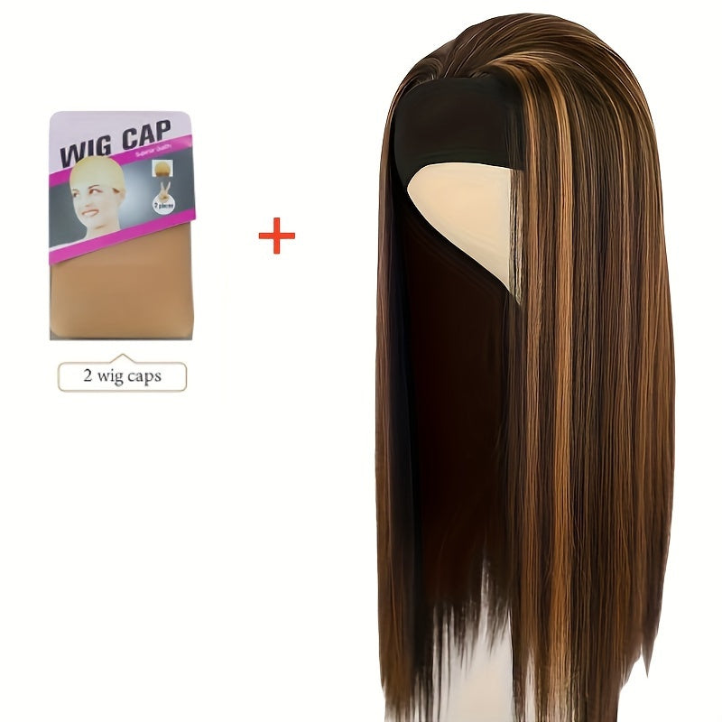 Natural Synthetic Long Straight Headband Wig For Women - Easy To Wear Daily Use Black Wig (26 Inch)