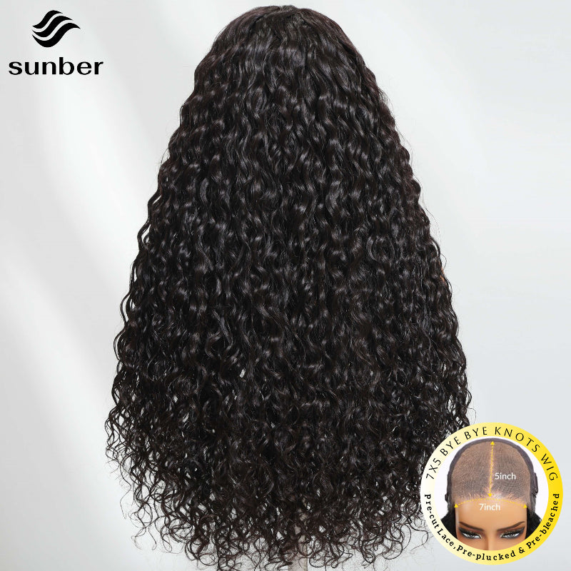 Sunber Wet And Wavy 7x5 Bye Bye Knots Water Wave Human Hair Wigs | Real Human Hair, Pre-Cut Lace, Pre-plucked, Pre-bleached, Glueless, Elastic Drawstring
