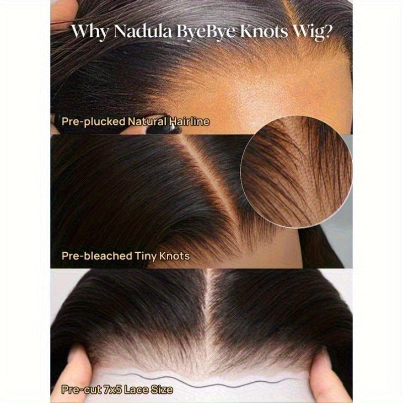 Nadula 7x5 Ombre Brown Highlight Body Wave Wig Caramel Highlight Put On And Go Glueless Wig Human Hair Pre-Cut Pre-bleached Pre-Plucked