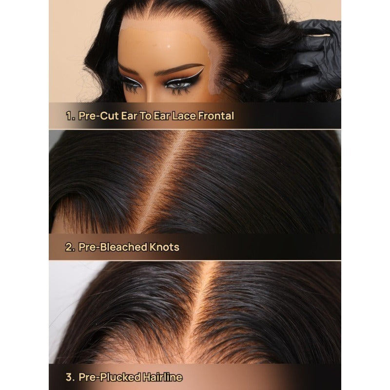 24-Inch 13X4 Kinky Straight Glueless Human Hair Wig with 180% Density, Pre-Cut, Pre-Bleached, Pre-Plucked, Ready to Wear And Easy to Install