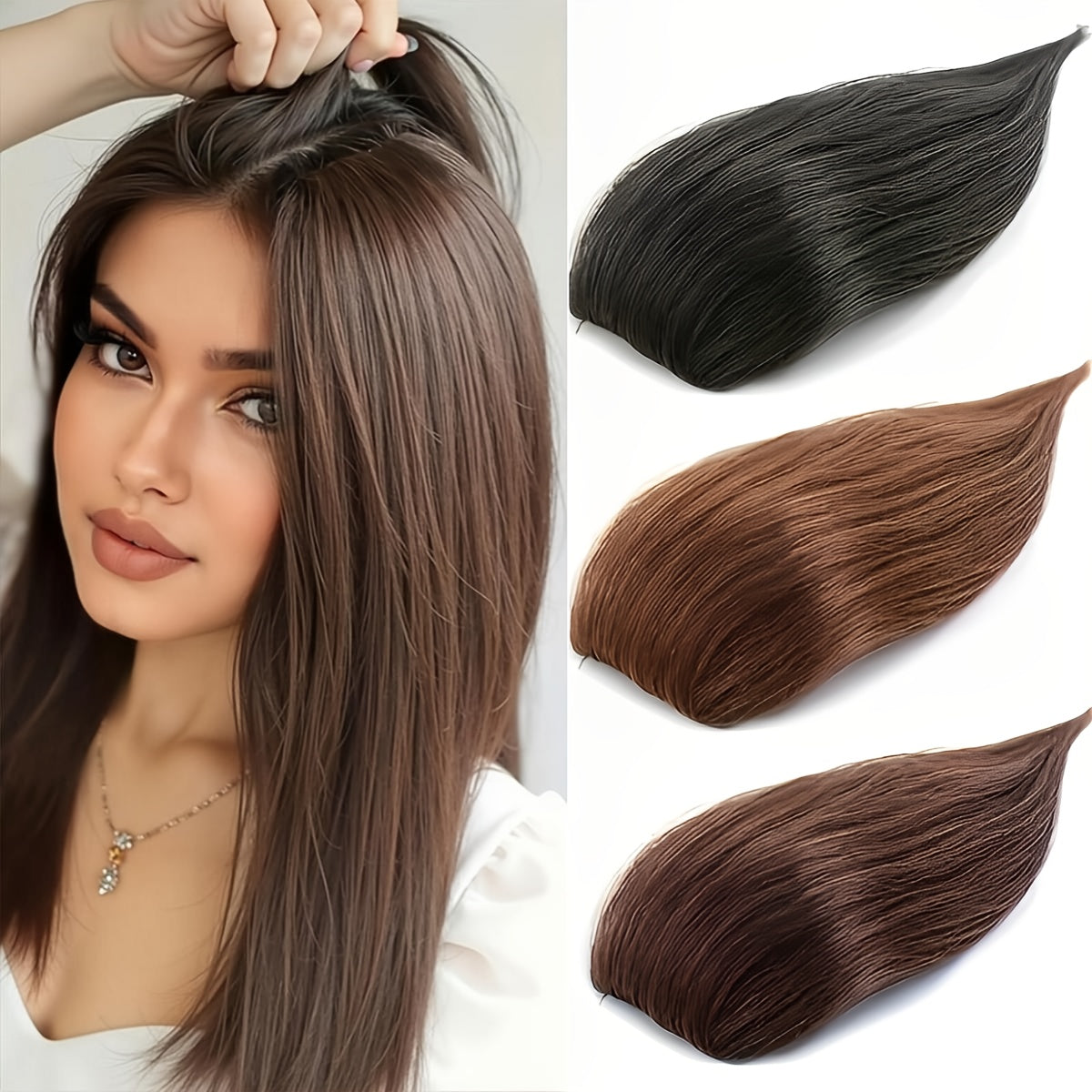 Clip-In Thick Hair Extensions to Enhance Volume for Fine Hair, Discreet Hair Clips, Synthetic Short Straight Hair Pieces Ideal for Thin Hair