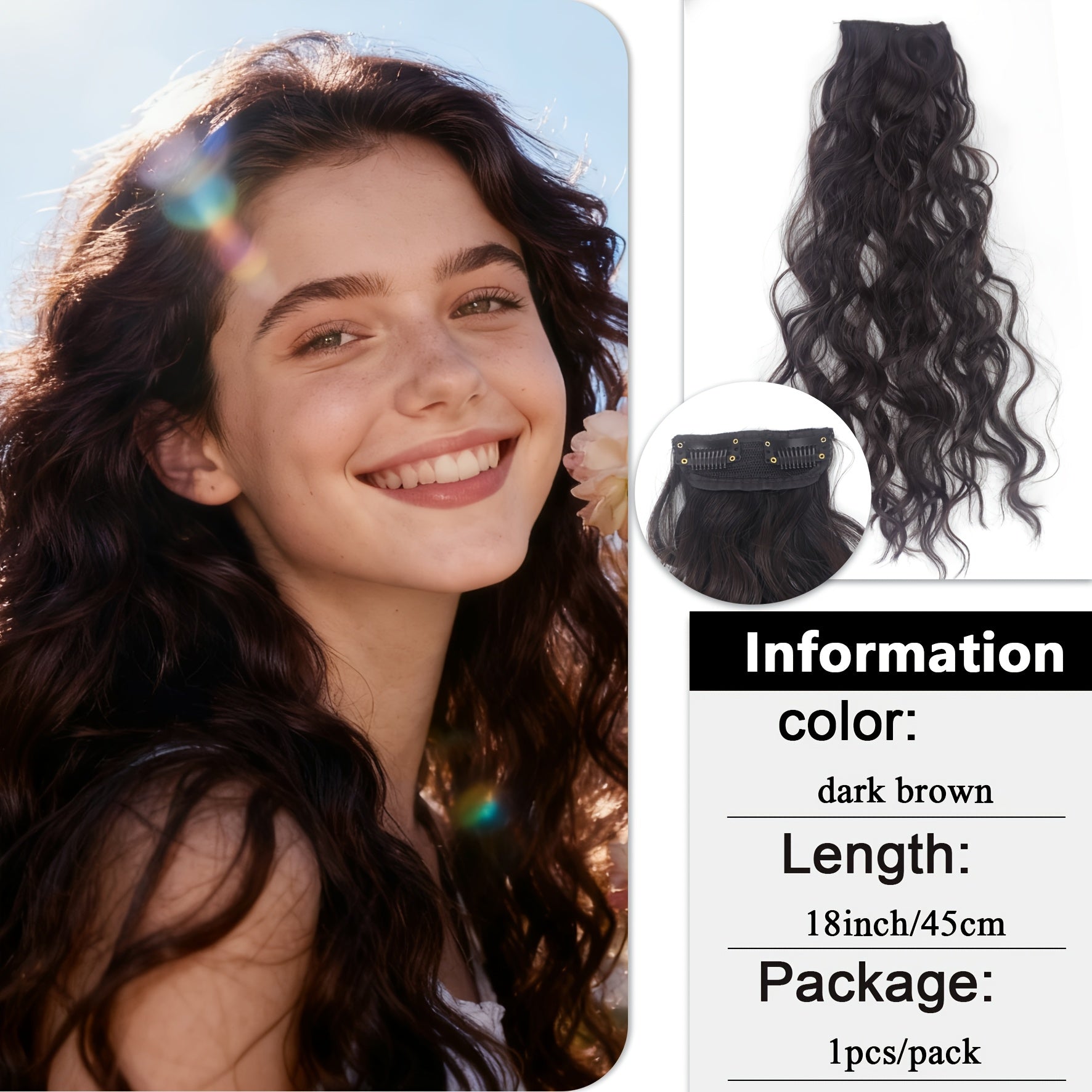 6-18 Inch Water Wave Clip-in Extensions | Invisible Seamless Top Hair Topper for Thinning Hair, Heat Resistant Curly Synthetic Fiber for Instant Root Volume | Brand: DONGKAILI, Suitable for Daily\u002FParty Use, Loose Wave Curl, High Temperature Fiber