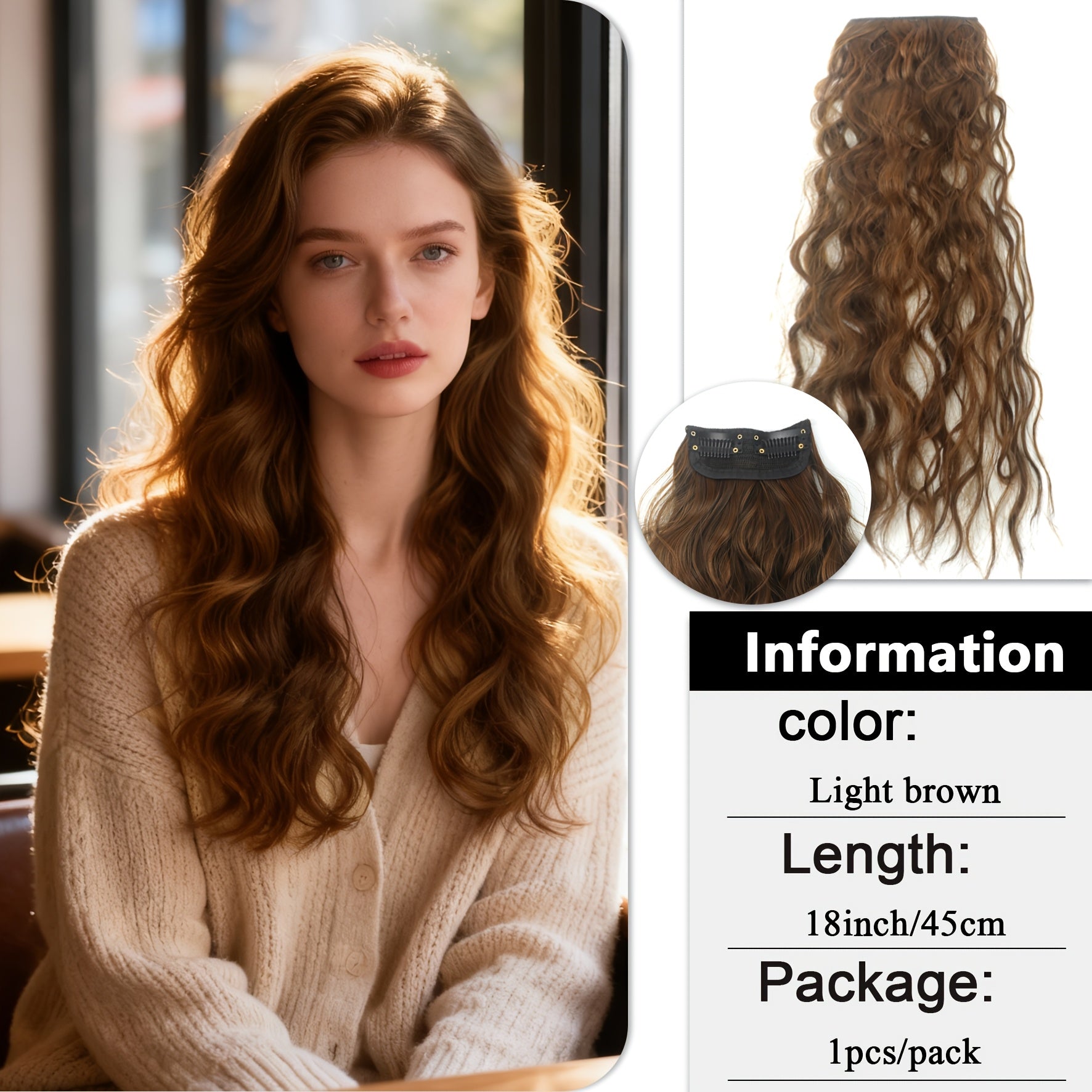 6-18 Inch Water Wave Clip-in Extensions | Invisible Seamless Top Hair Topper for Thinning Hair, Heat Resistant Curly Synthetic Fiber for Instant Root Volume | Brand: DONGKAILI, Suitable for Daily\u002FParty Use, Loose Wave Curl, High Temperature Fiber