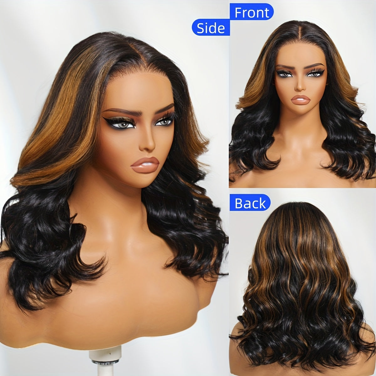 Nadula 7x5 Ombre Brown Highlight Body Wave Wig Caramel Highlight Put On And Go Glueless Wig Human Hair Pre-Cut Pre-bleached Pre-Plucked