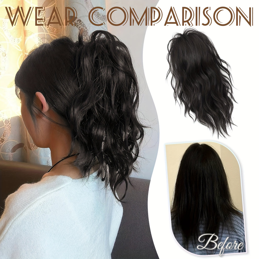 Women' 14-Inch -Looking Clip-In Ponytail Hair Extensions with Claw Clip System - Synthetic Wavy Ponytail Hairpiece for Volume, Length & Attachment (No Glue\u002F)