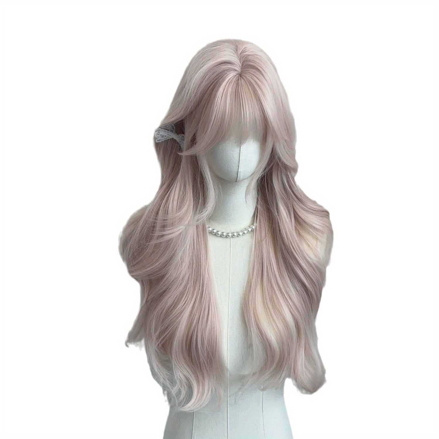 Women's Long Curly Wavy Synthetic Hair Wig with Matte Golden Blonde Color, Voluminous Full Headpiece - -Looking Bangs & Volume, Elastic Net for Daily Wear & Parties, Blonde Curly Hair Replacement for Caucasian\u002FAsian\u002FAfrican