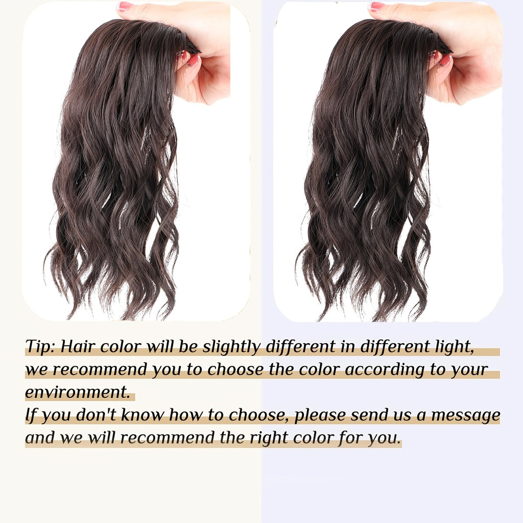 6-18 Inch Water Wave Clip-in Extensions | Invisible Seamless Top Hair Topper for Thinning Hair, Heat Resistant Curly Synthetic Fiber for Instant Root Volume | Brand: DONGKAILI, Suitable for Daily\u002FParty Use, Loose Wave Curl, High Temperature Fiber