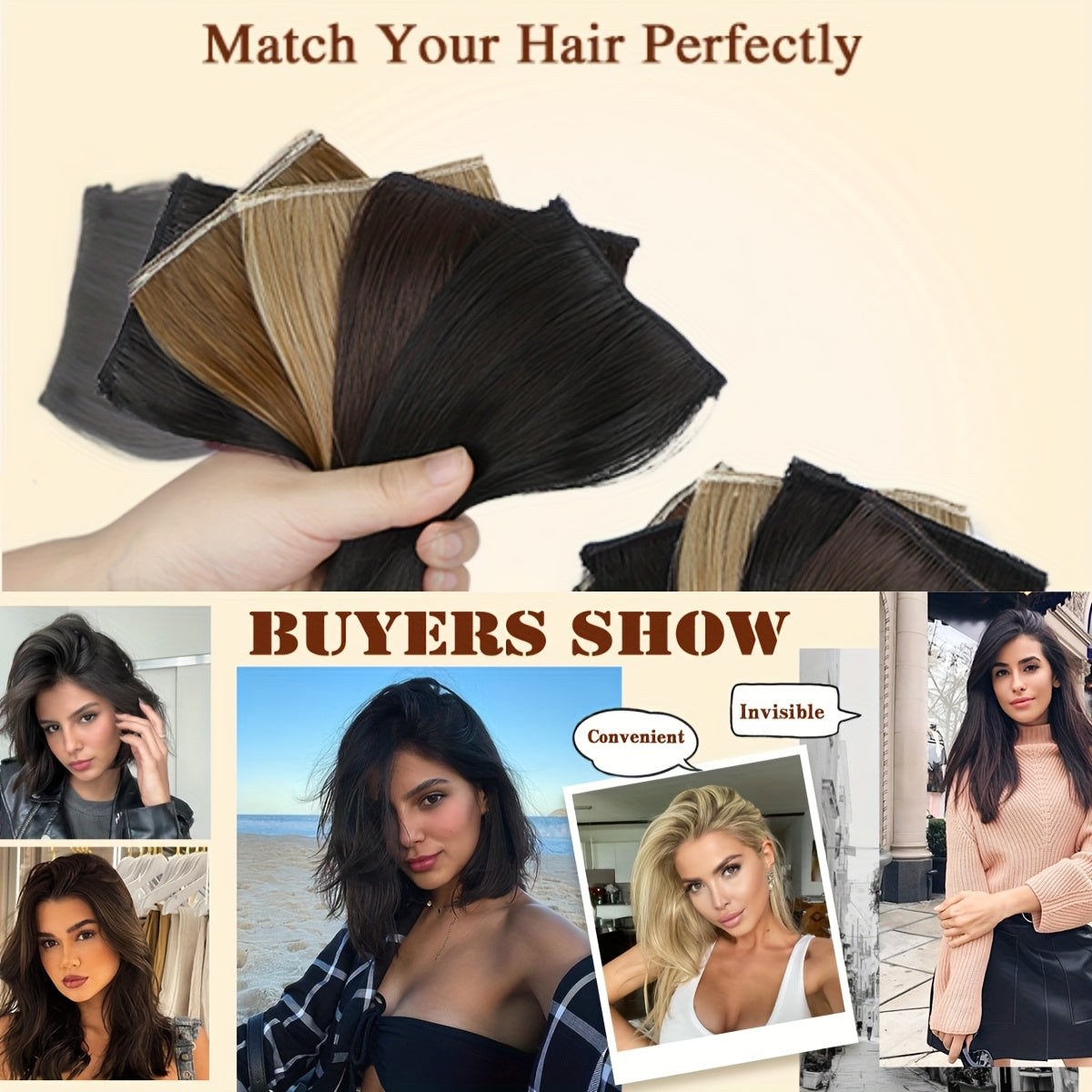 Clip-In Thick Hair Extensions to Enhance Volume for Fine Hair, Discreet Hair Clips, Synthetic Short Straight Hair Pieces Ideal for Thin Hair