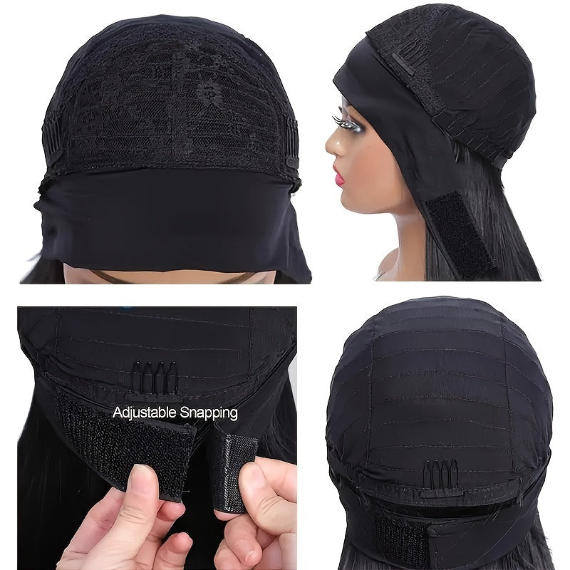 Natural Synthetic Long Straight Headband Wig For Women - Easy To Wear Daily Use Black Wig (26 Inch)