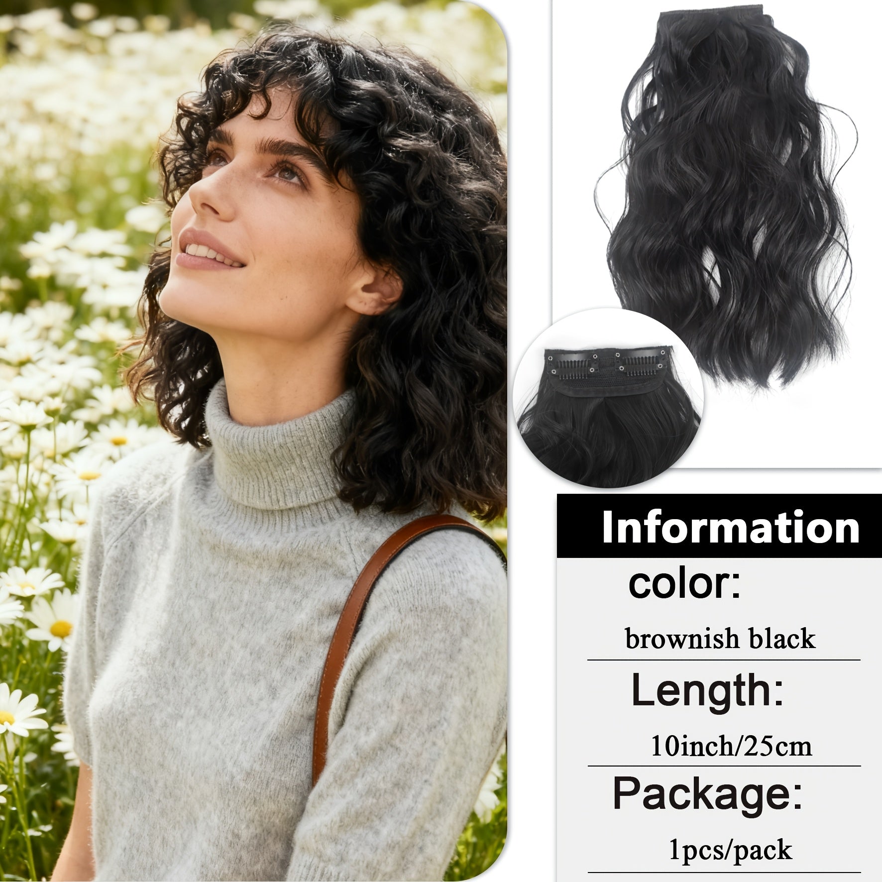 6-18 Inch Water Wave Clip-in Extensions | Invisible Seamless Top Hair Topper for Thinning Hair, Heat Resistant Curly Synthetic Fiber for Instant Root Volume | Brand: DONGKAILI, Suitable for Daily\u002FParty Use, Loose Wave Curl, High Temperature Fiber