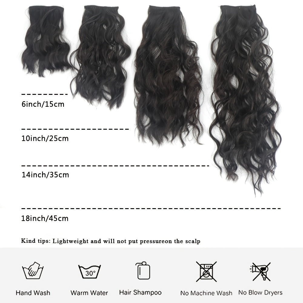 6-18 Inch Water Wave Clip-in Extensions | Invisible Seamless Top Hair Topper for Thinning Hair, Heat Resistant Curly Synthetic Fiber for Instant Root Volume | Brand: DONGKAILI, Suitable for Daily\u002FParty Use, Loose Wave Curl, High Temperature Fiber