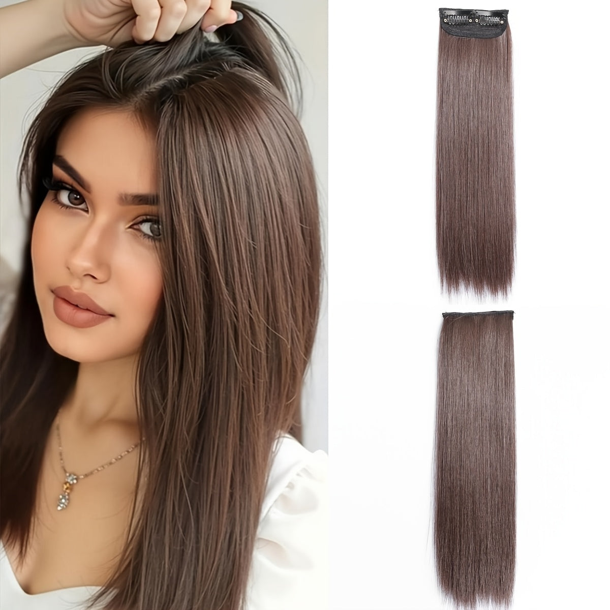 Clip-In Thick Hair Extensions to Enhance Volume for Fine Hair, Discreet Hair Clips, Synthetic Short Straight Hair Pieces Ideal for Thin Hair