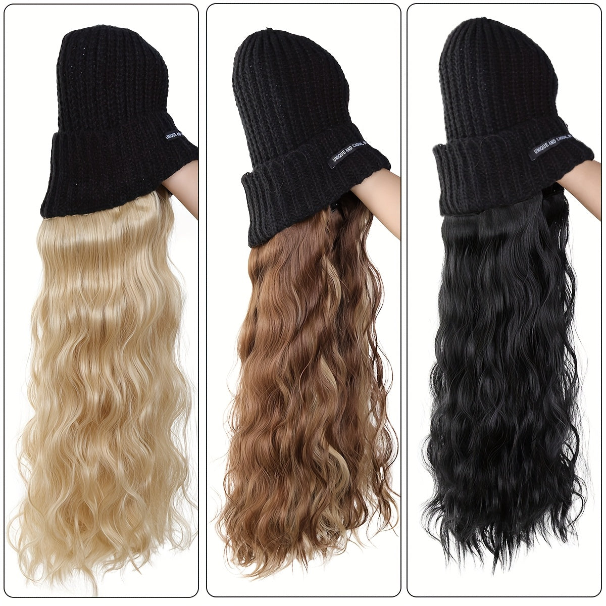 Women's Long Blonde Wavy Synthetic Hair Wig with Elastic Knit Cap - Heat-Resistant Fiber, Density Natural-Looking Straight-to-Wavy Hairpiece for Blonde Highlights, Daily Wear & Special Events (No Glue\u002FAdhesive)